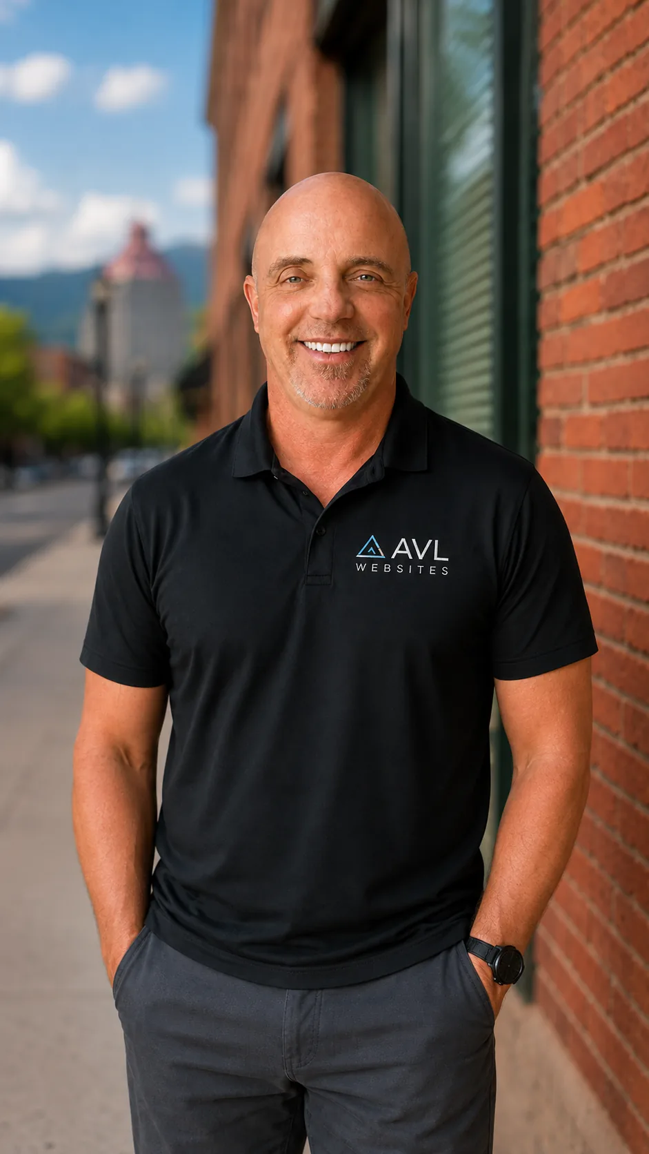 Jon, founder of AVL Websites, in downtown Asheville