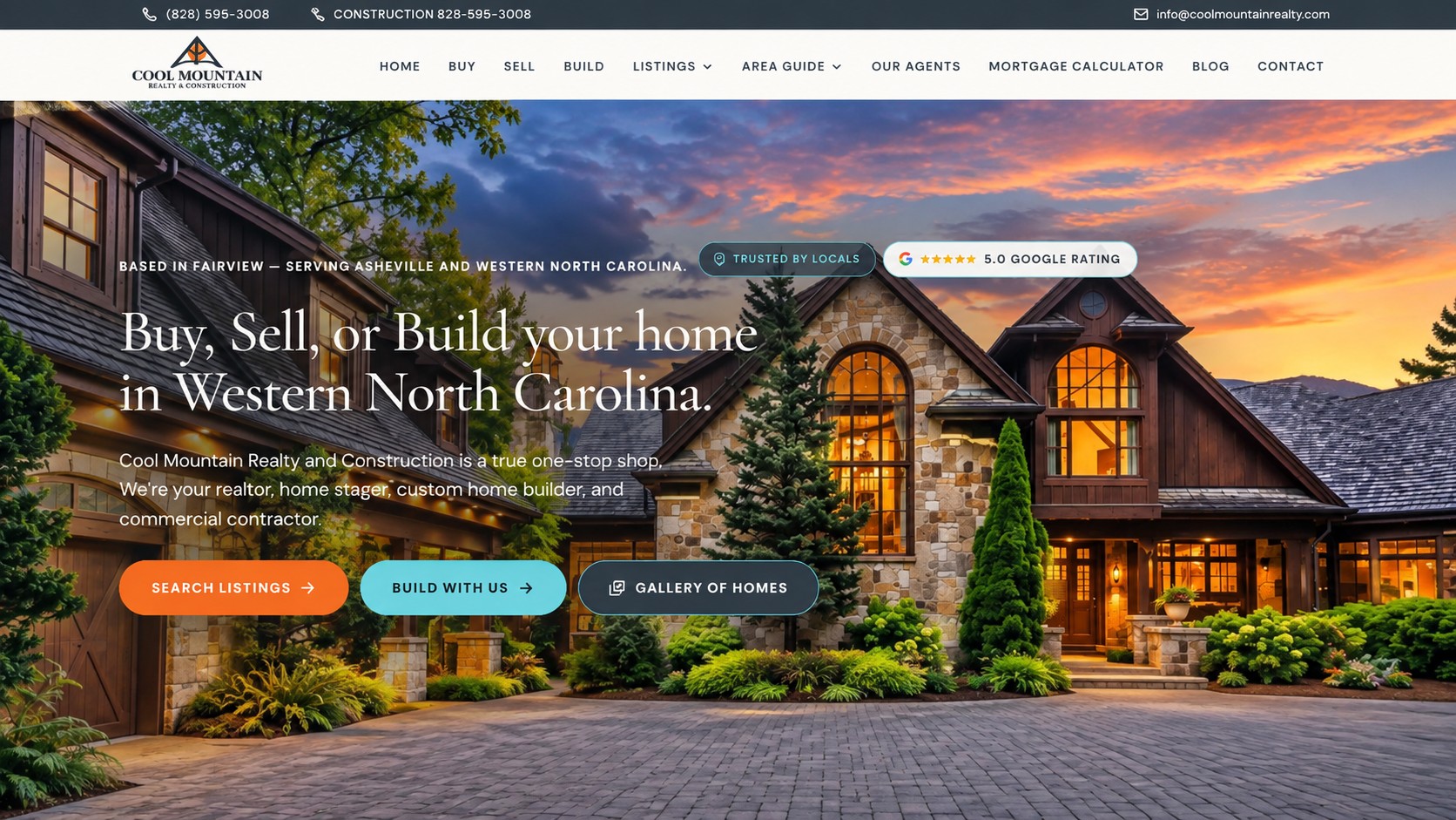 Cool Mountain Realty real estate website homepage